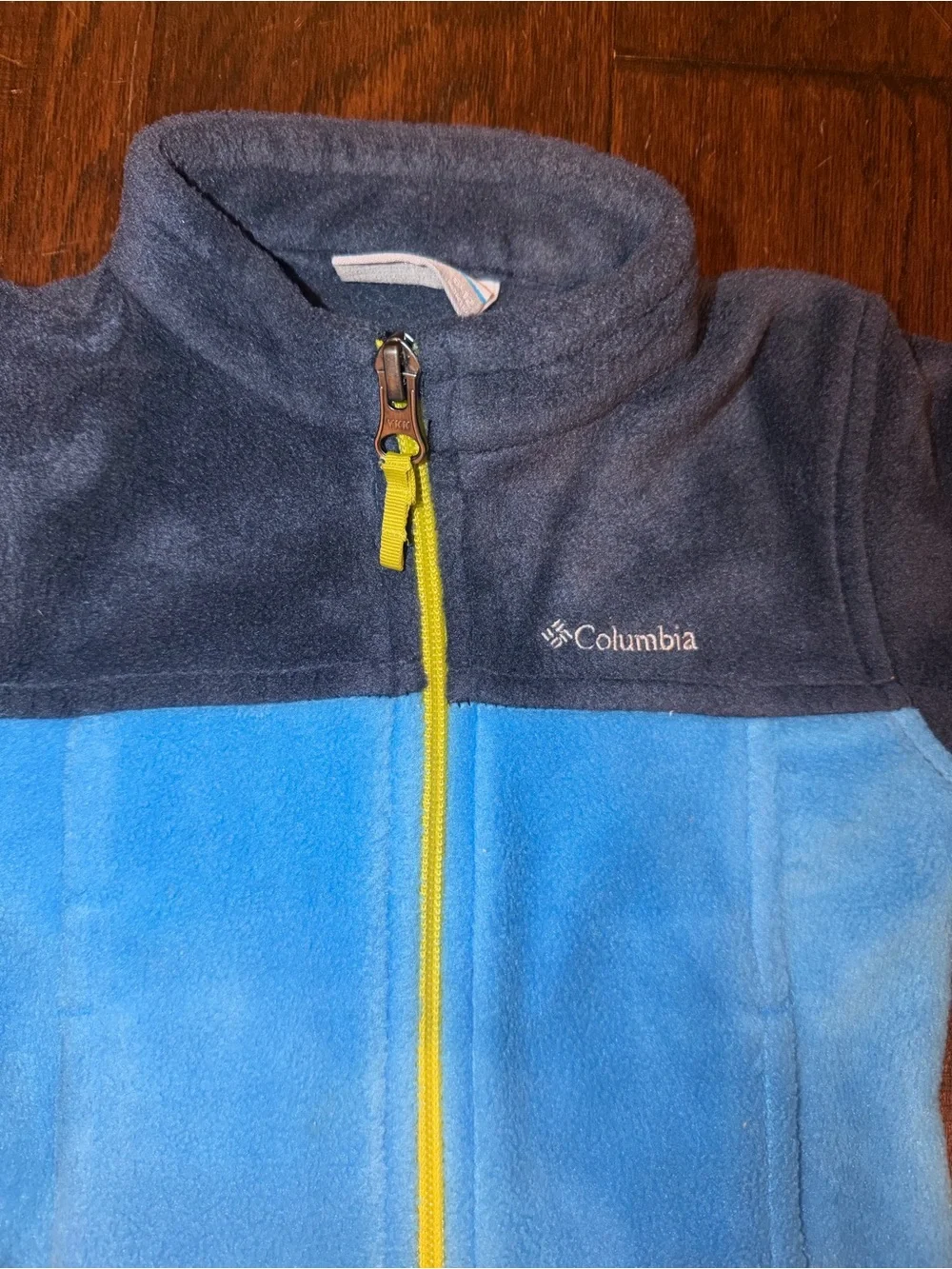 Columbia Kids Blue Fleece Jacket with Yellow Zipper